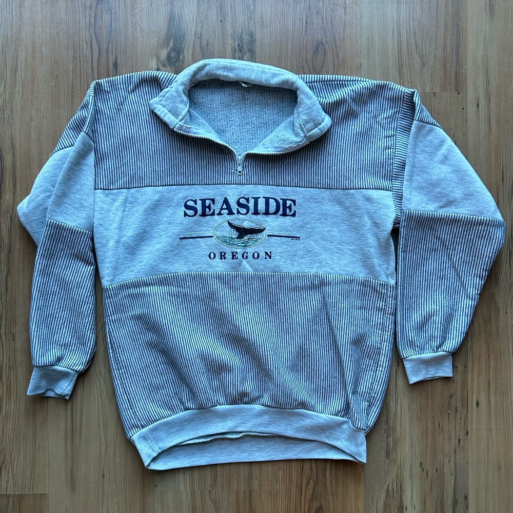 Magic Light Gray Stripped Quarter-Zip Pullover